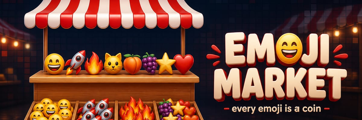 Emoji Market stall — every emoji is a coin